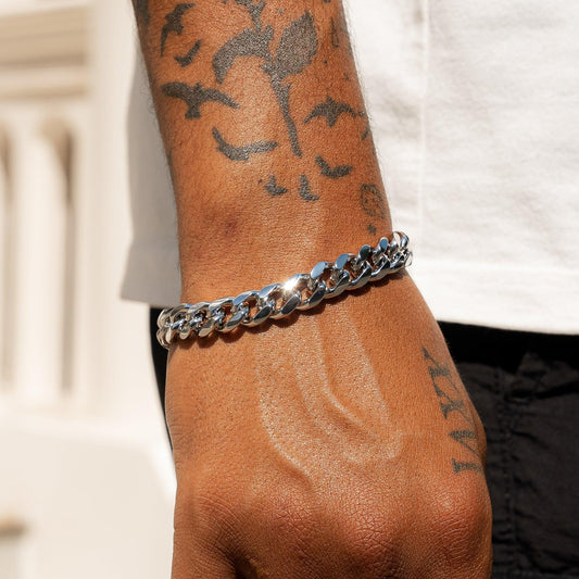 10mm IGI Diamond Clasp Cuban Bracelet - 5.3ctw - VVS1 - White Gold