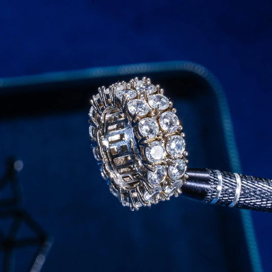 Moissanite Double Row Ring - 925 Silver - D Colour - VVS1