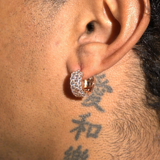 3-Row Hoop Earrings - Rose Gold