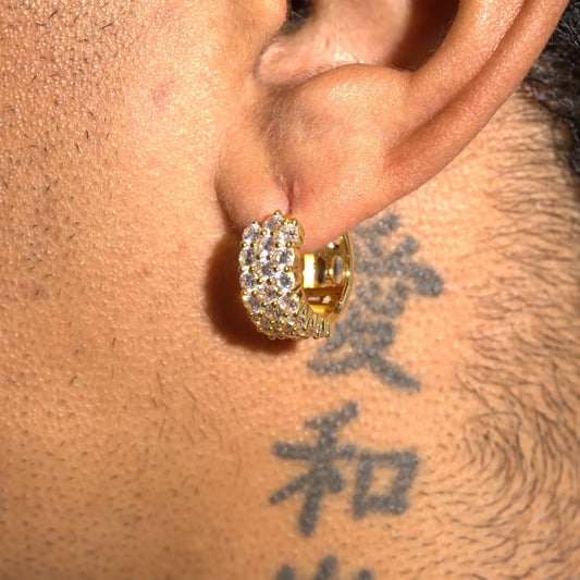 3-Row Hoop Earrings - Gold