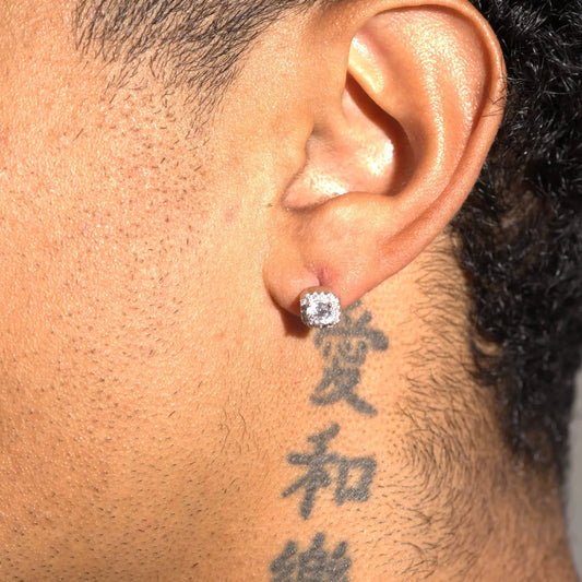 7mm Cluster Stud Earrings - White Gold