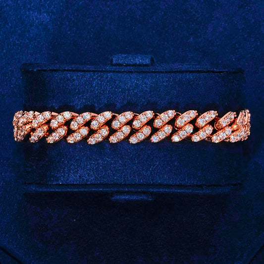 10mm Iced Cuban Bracelet - Rose Gold