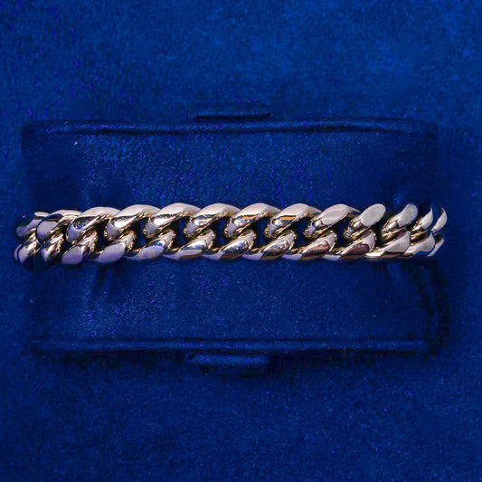 10mm Cuban Iced Clasp Bracelet  - White Gold